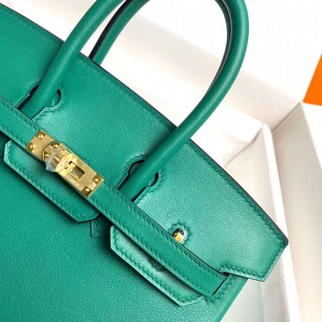 Hermes original swift leather birkin 25 bag H25-5 vert vertigo