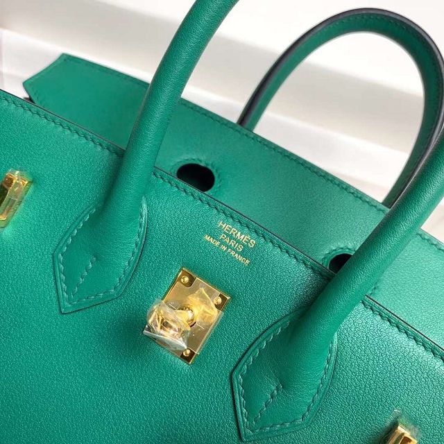 Hermes original swift leather birkin 25 bag H25-5 vert vertigo