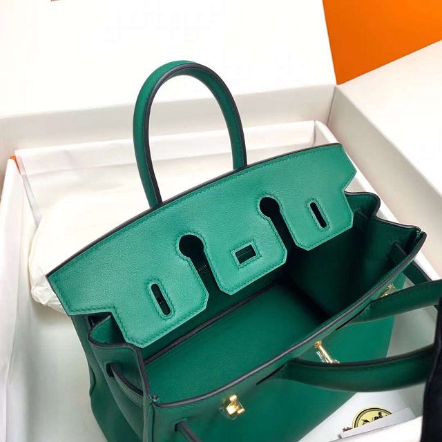 Hermes original swift leather birkin 25 bag H25-5 vert vertigo