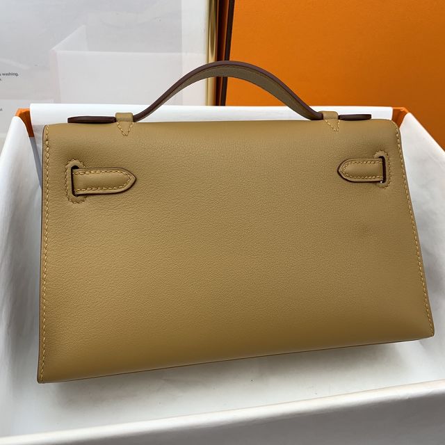 Hermes original swift leather mini kelly 22 clutch K0012 biscuit