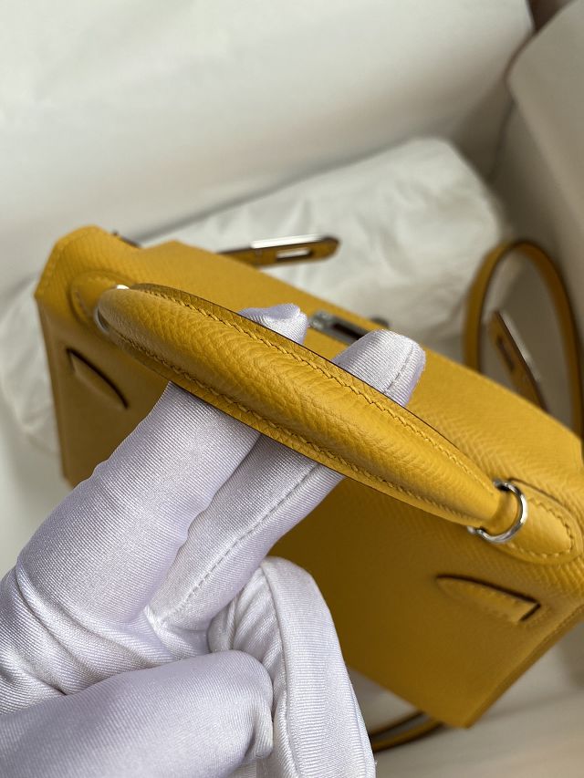 Hermes original epsom leather mini kelly 19 bag K0019 amber