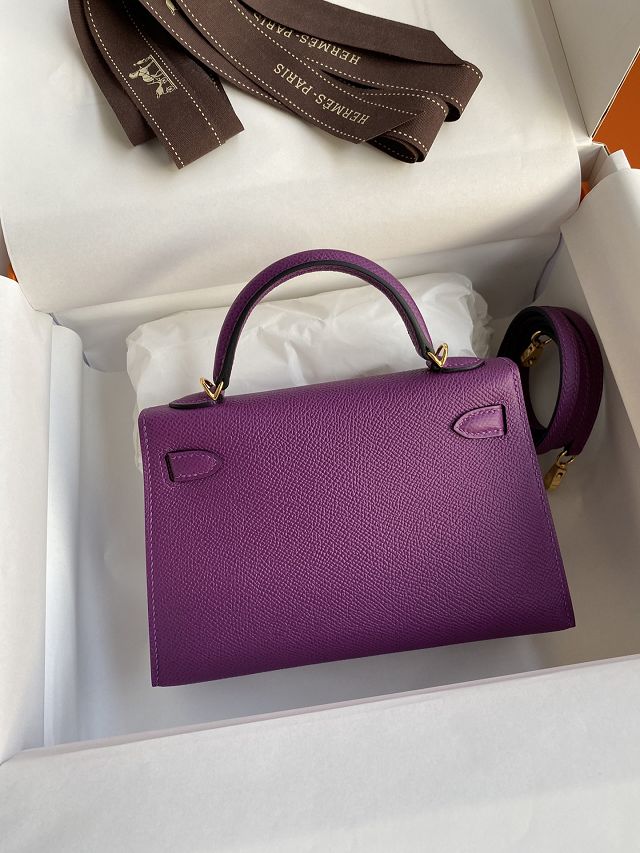 Hermes original epsom leather mini kelly 19 bag K0019 anemone