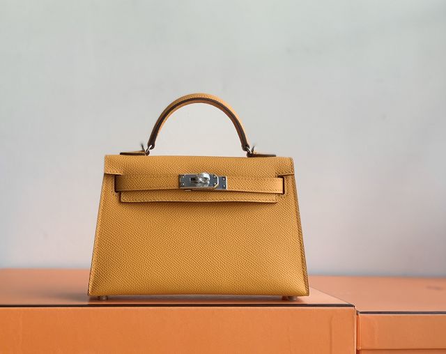 Hermes original epsom leather mini kelly 19 bag K0019  jaune