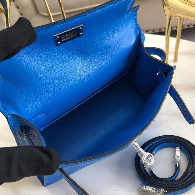 Hermes original goatskin mini kelly 19 bag KG0019 blue hydra 