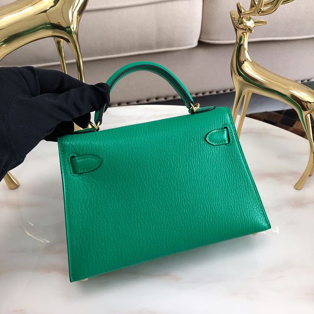 Hermes original goatskin mini kelly 19 bag KG0019 vert vertigo