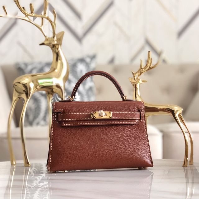 Hermes original goatskin mini kelly 19 bag KG0019 brown