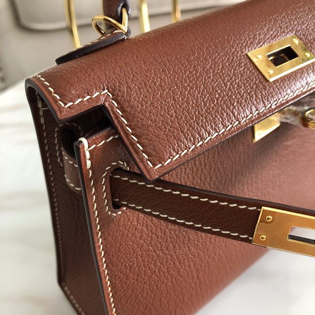 Hermes original goatskin mini kelly 19 bag KG0019 brown