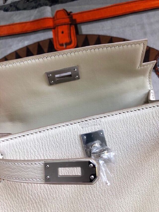 Hermes original goatskin mini kelly 19 bag KG0019 craie