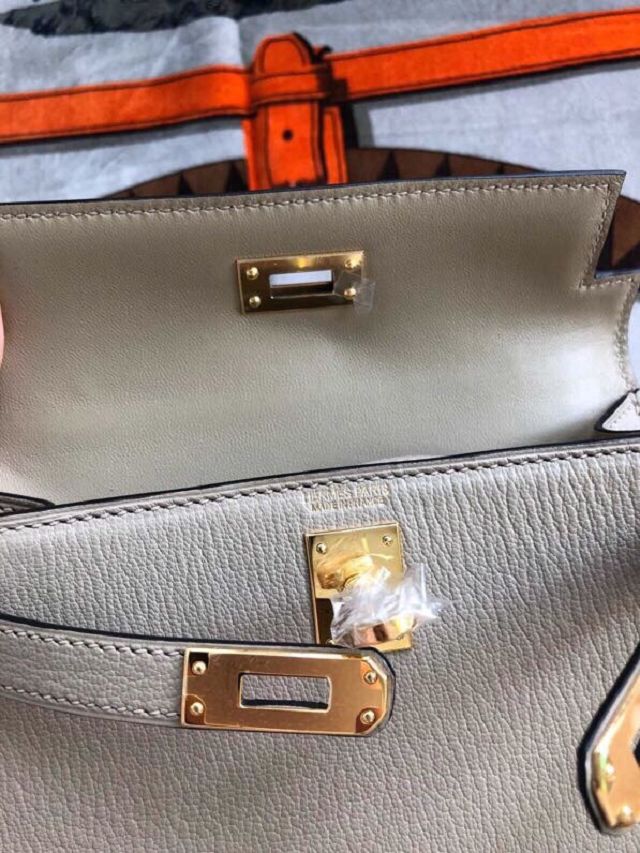 Hermes original goatskin mini kelly 19 bag KG0019 grey tourterelle