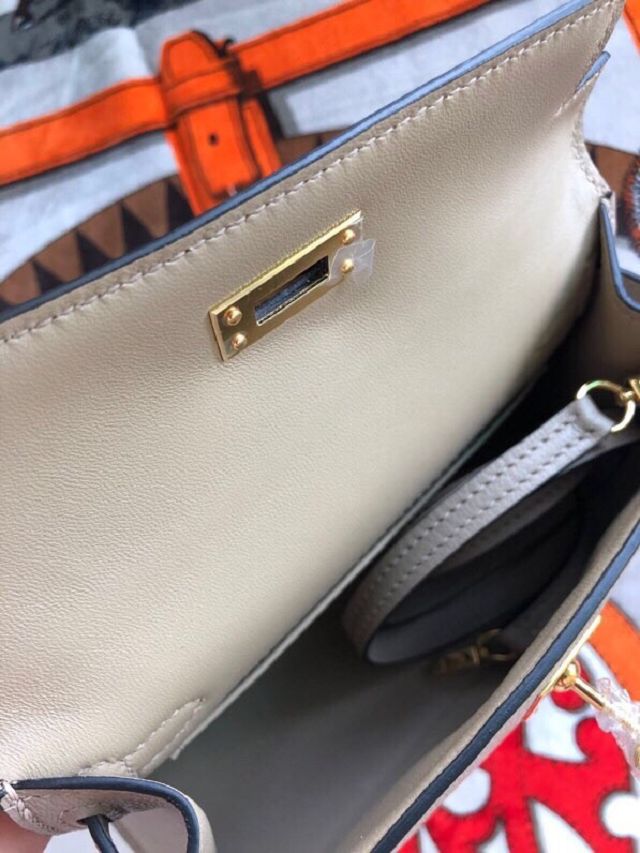 Hermes original goatskin mini kelly 19 bag KG0019 grey tourterelle