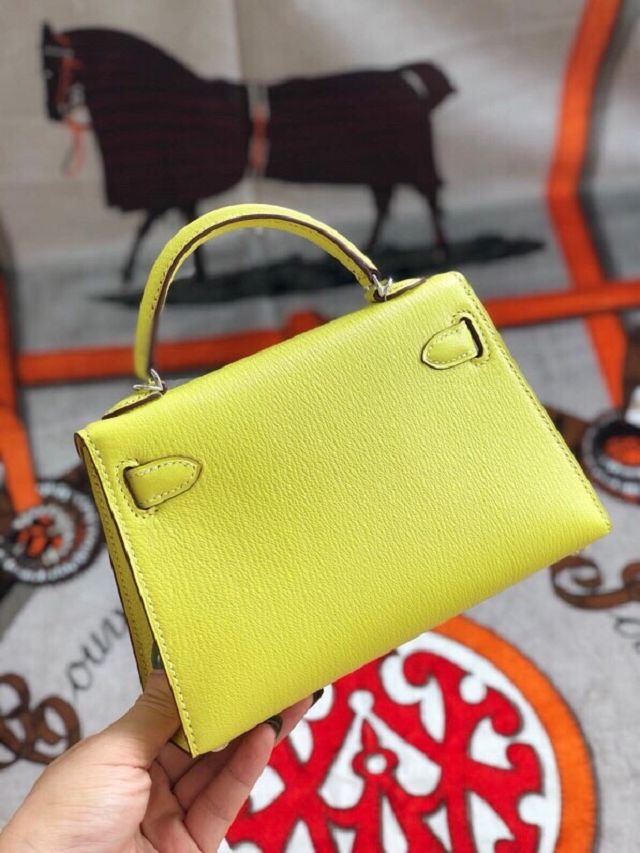 Hermes original goatskin mini kelly 19 bag KG0019 lemon yellow