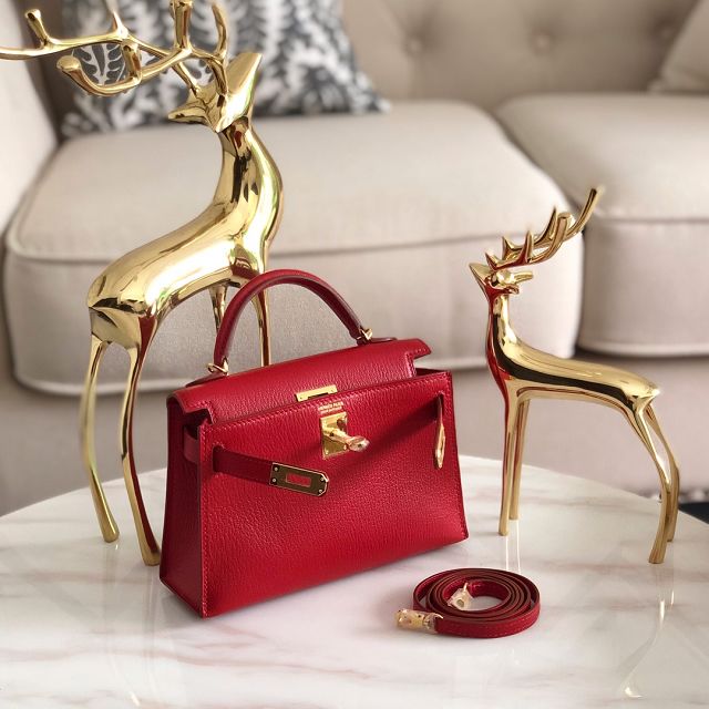 Hermes original goatskin mini kelly 19 bag KG0019 red