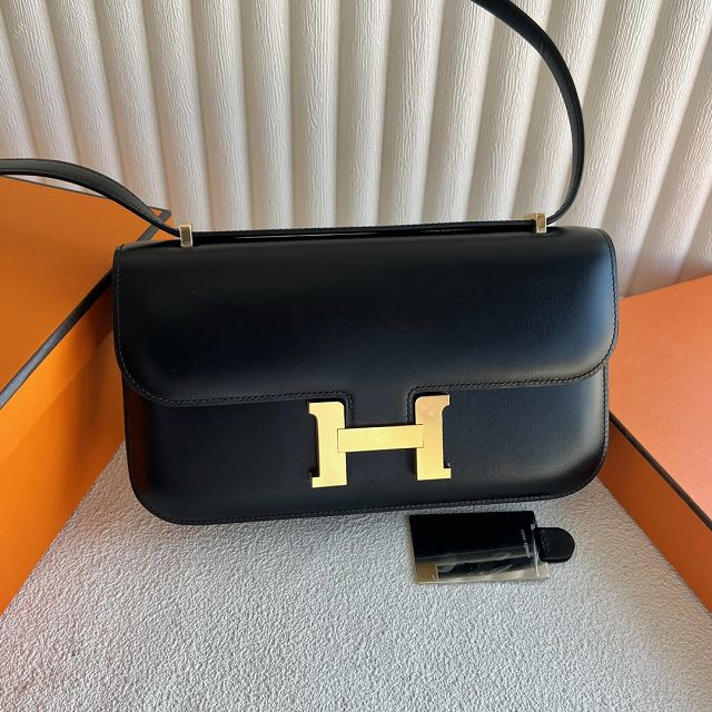 Hermes original box leather constance elan bag C024 black