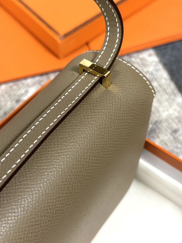 Hermes original epsom leather constance elan bag C024 grey etoupe