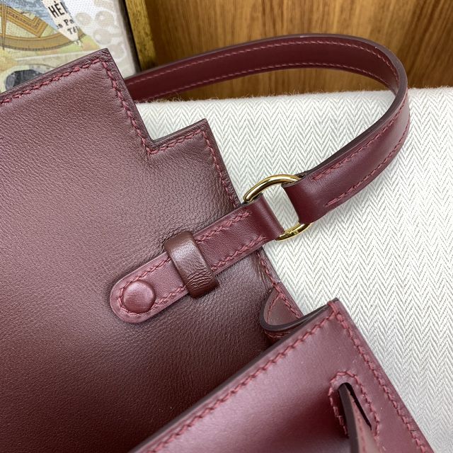 Hermes original box leather kelly elan KE0028-3 bordeaux