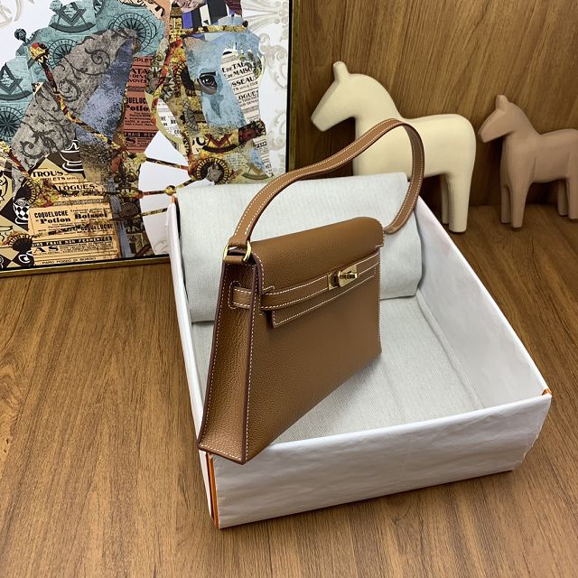 Hermes original chamkila leather kelly elan KE0028-5 gold brown