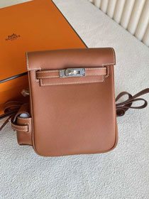 Hermes handmade original swift leather mini kelly jump backpack H0019 brown