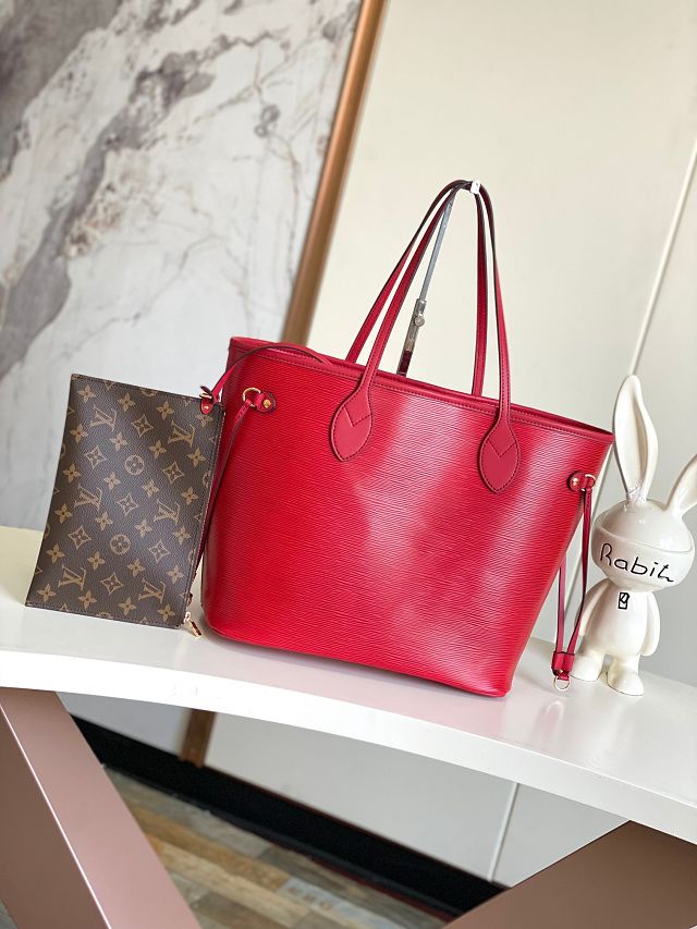 Louis vuitton original epi leather neverfull mm M12755 red