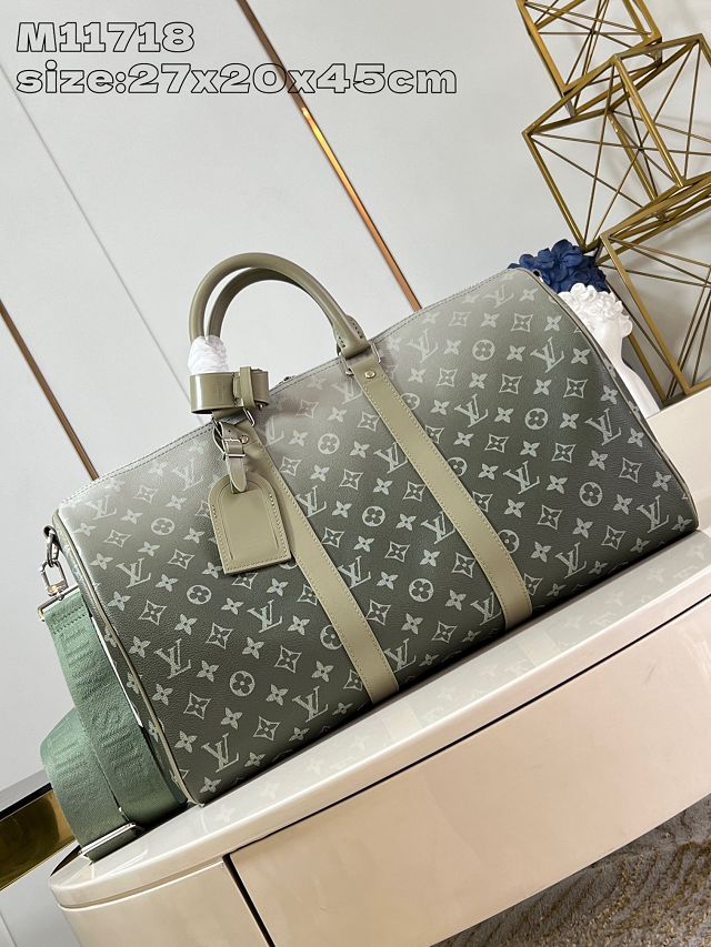 Louis vuitton original monogram canvas keepall 45 M11718 green