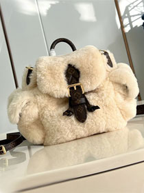 Louis vuitton original shearling nano teddy backpack M11919 white