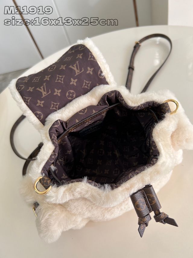 Louis vuitton original shearling nano teddy backpack M11919 white