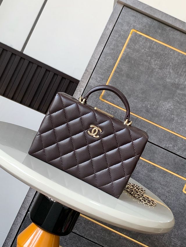 CC original lambskin small box bag AS5167 dark brown