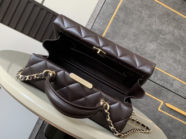 CC original lambskin small box bag AS5167 dark brown