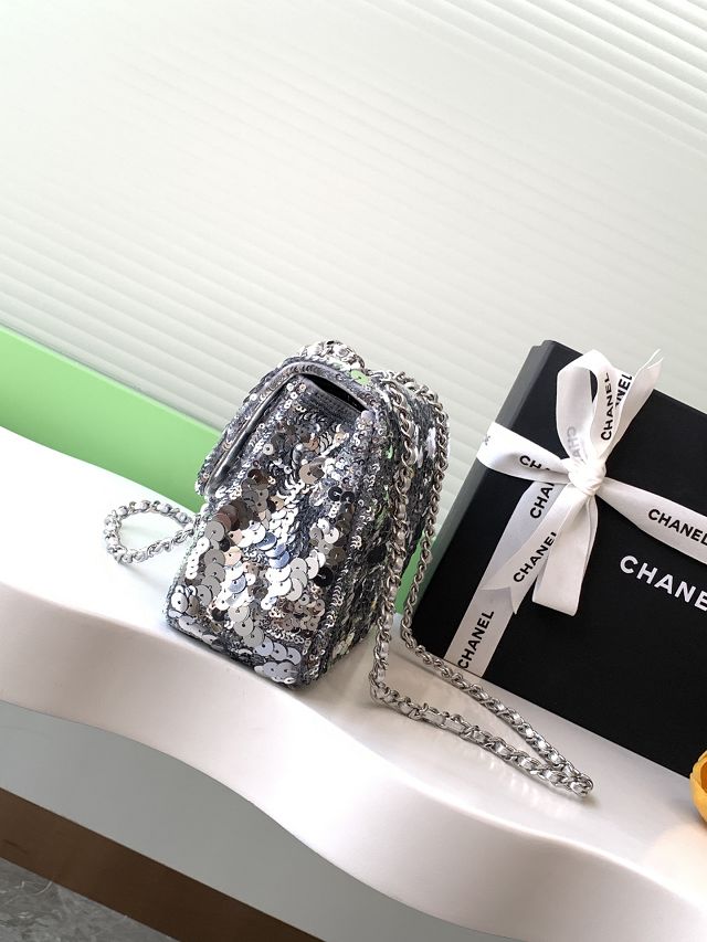 CC original sequins flap bag AS4561 silver