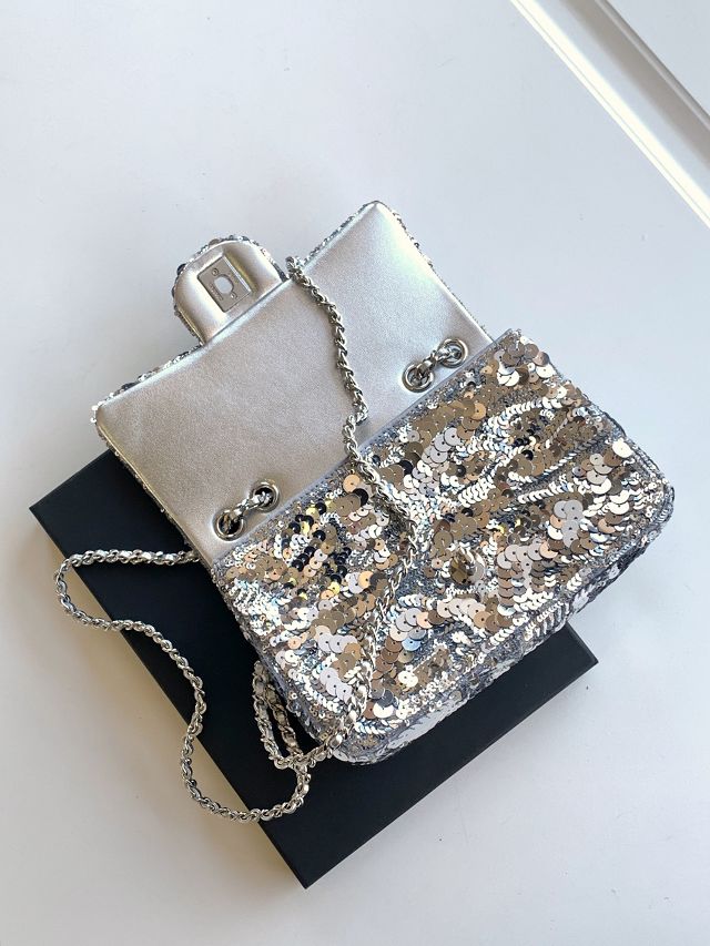 CC original sequins flap bag AS4561 silver