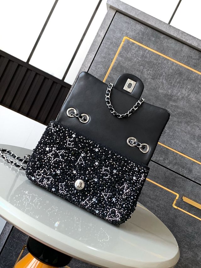 CC original sequins mini flap bag AS4561 black