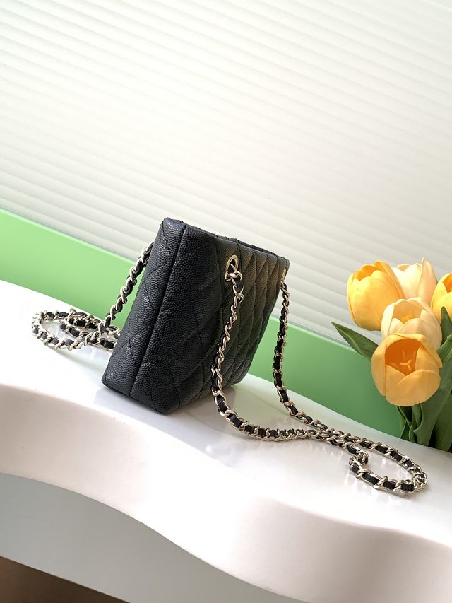 CC original grained calfskin clutch with chain AP4423 black