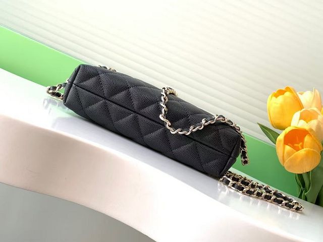 CC original grained calfskin mini clutch with chain AP4422 black