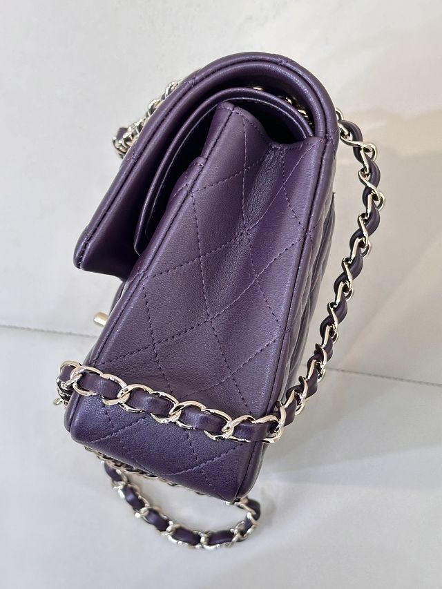 CC original Italy GR lambskin medium flap bag A01112 grape