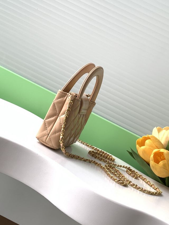 CC original calfskin clutch with chain AP3435 apricot