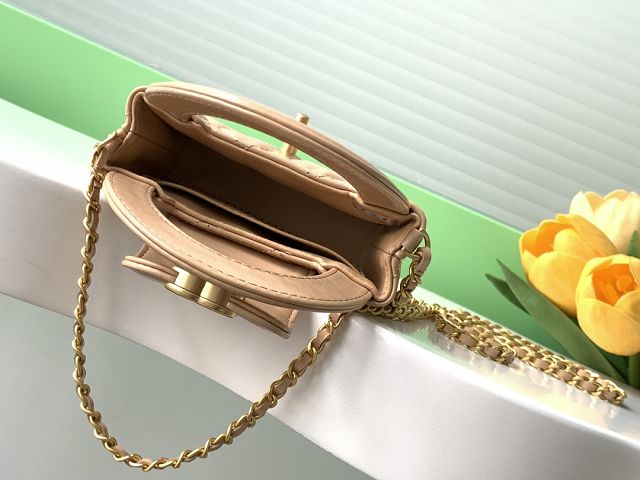 CC original calfskin clutch with chain AP3435 apricot