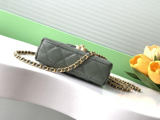 CC original calfskin clutch with chain AP3435 dark green