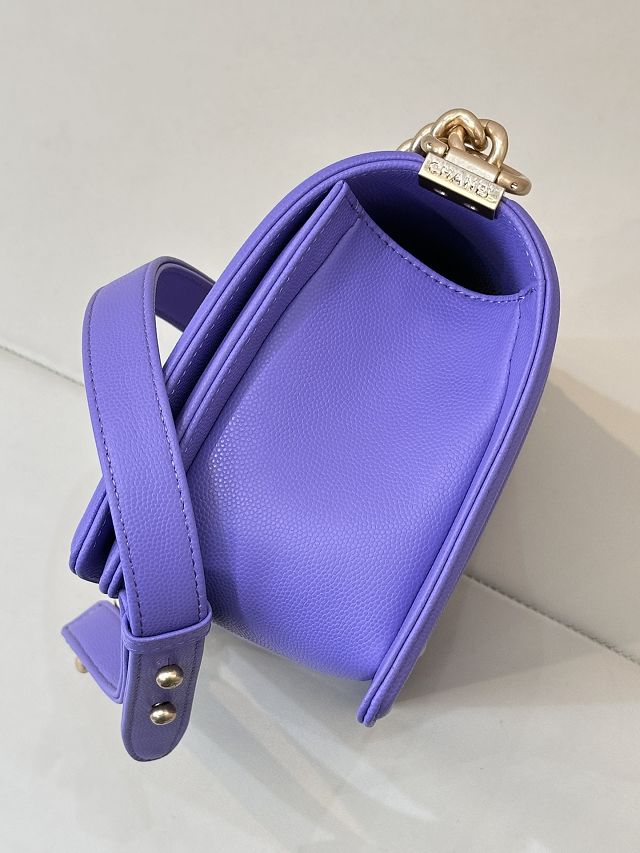 CC original grained calfskin medium boy handbag A67086 purple