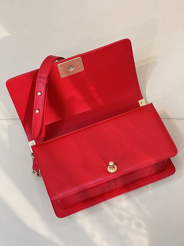 CC original grained calfskin medium boy handbag A67086 red