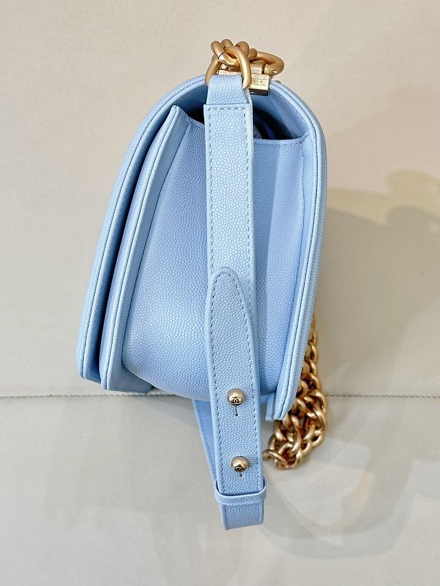 CC original grained calfskin medium boy handbag A67086 sky blue