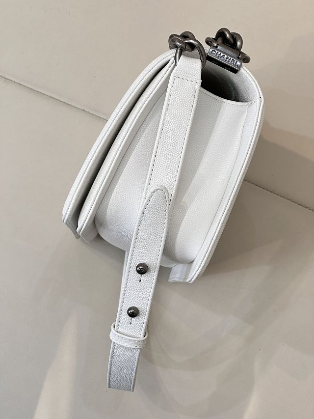 CC original grained calfskin medium boy handbag A67086 white