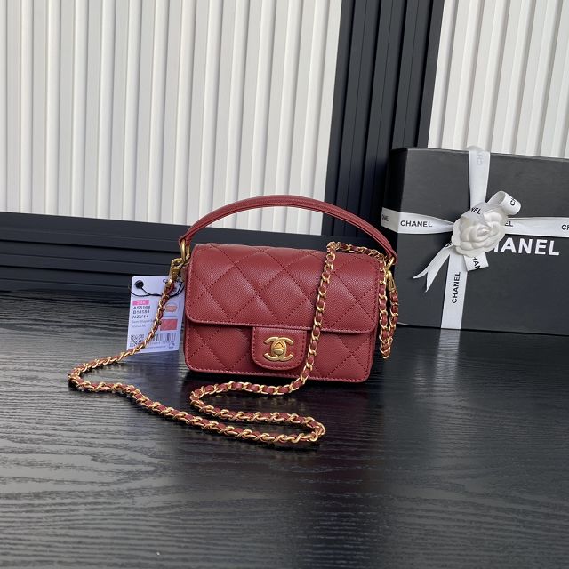 CC original grained calfskin mini flap bag AS5164 red