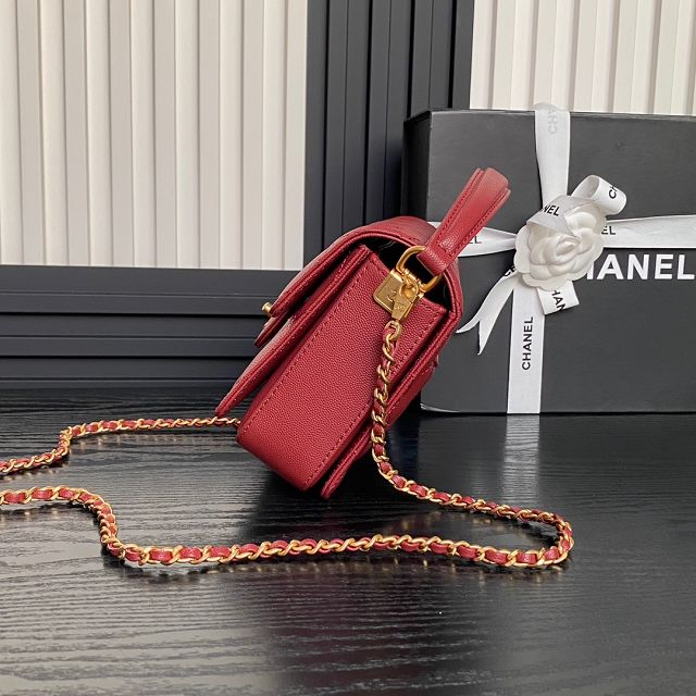 CC original grained calfskin small flap bag AS5165 red