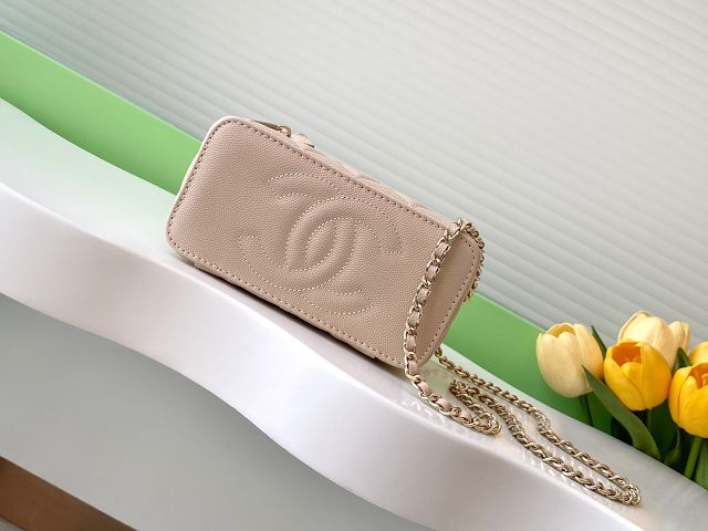 CC original grained calfskin vanity case AP4404 beige