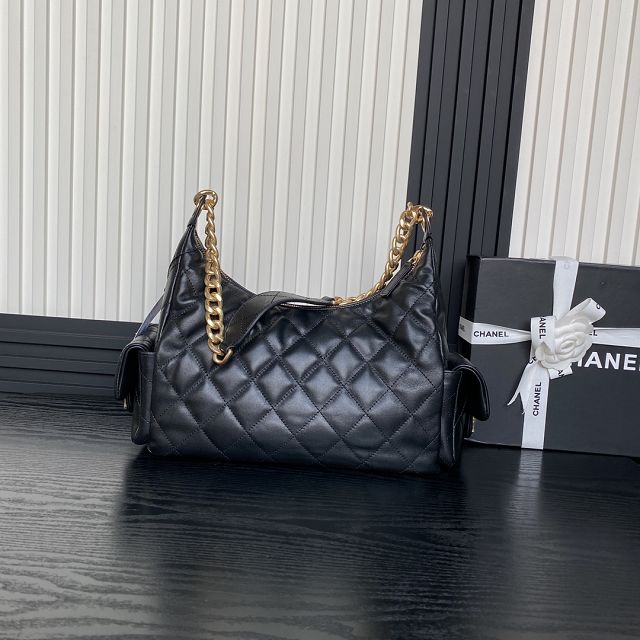 CC original lambskin maxi hobo bag AS5302 black