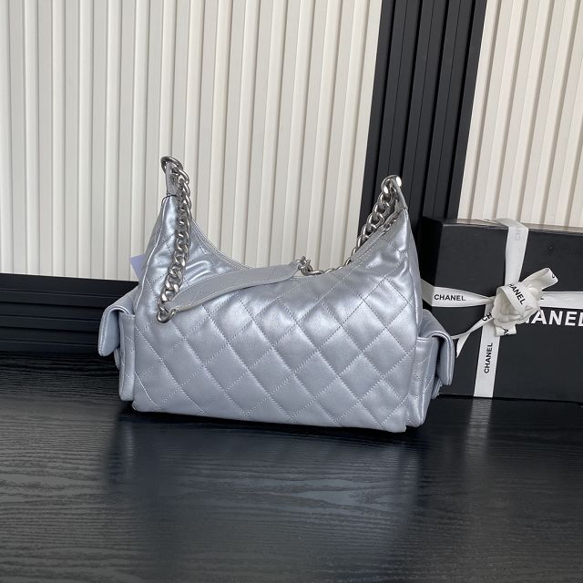 CC original lambskin maxi hobo bag AS5302 silver