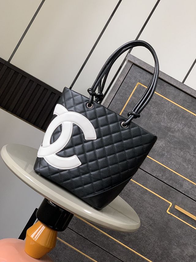 CC original lambskin shopping tote bag AS6336 black