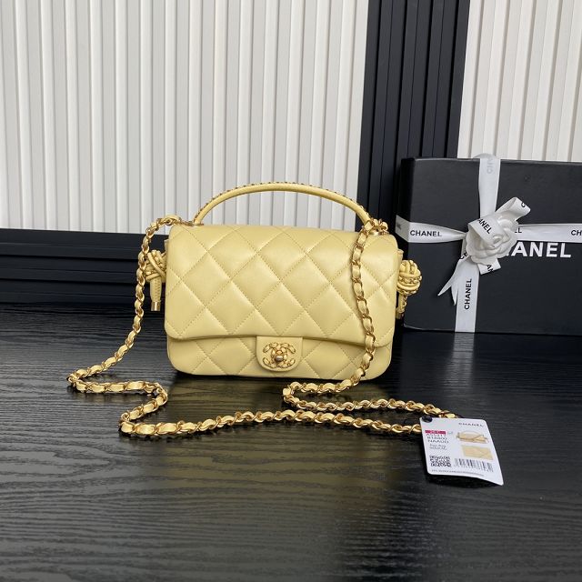 CC original lambskin top handle flap bag AS5317 yellow