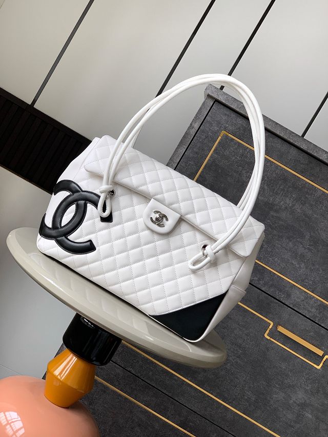 CC original lambskin top handle bag AS6338 white