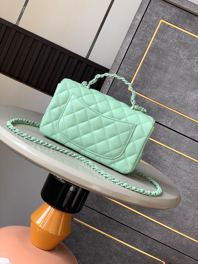 CC original lambskin mini top handle flap bag AS5243 green