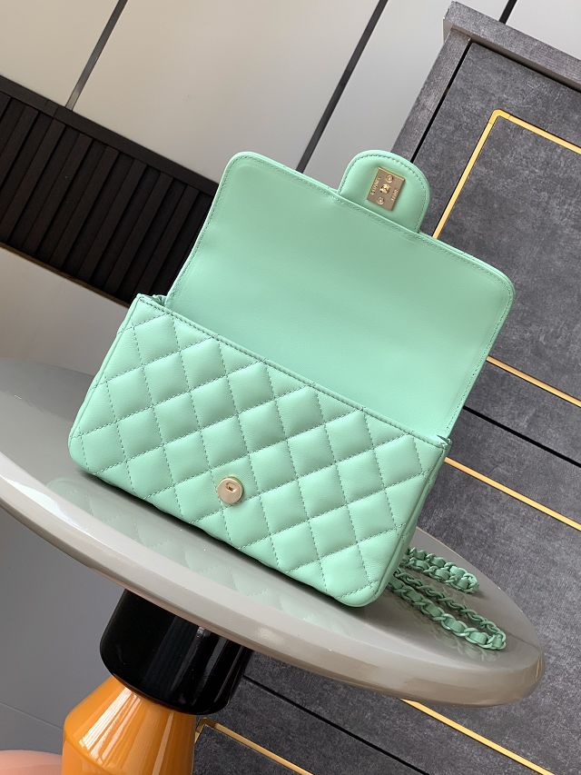 CC original lambskin mini top handle flap bag AS5243 green